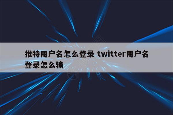 推特用户名怎么登录 twitter用户名登录怎么输