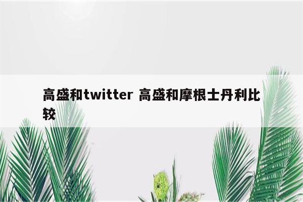 高盛和twitter 高盛和摩根士丹利比较