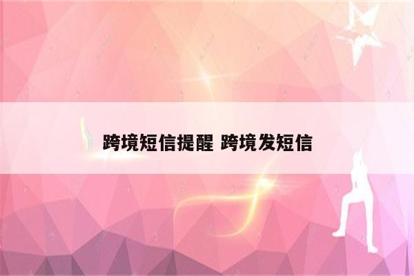 跨境短信提醒 跨境发短信