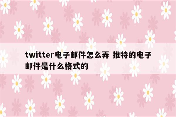 twitter电子邮件怎么弄 推特的电子邮件是什么格式的