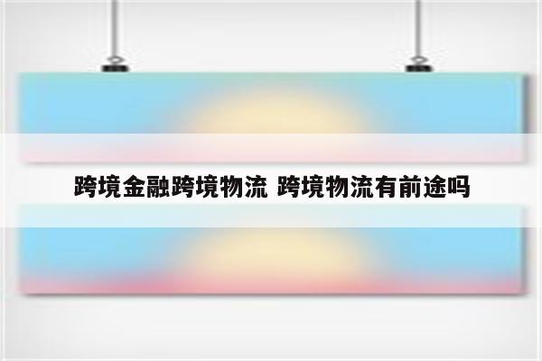 跨境金融跨境物流 跨境物流有前途吗