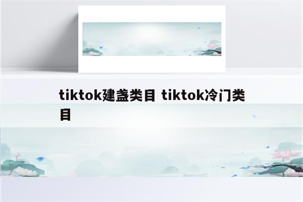 tiktok建盏类目 tiktok冷门类目