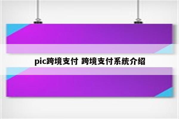 pic跨境支付 跨境支付系统介绍