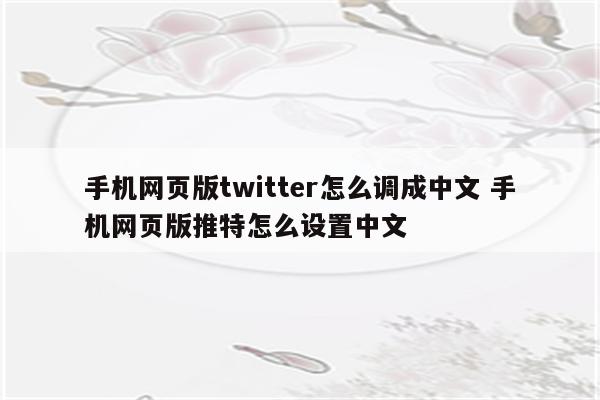 手机网页版twitter怎么调成中文 手机网页版推特怎么设置中文