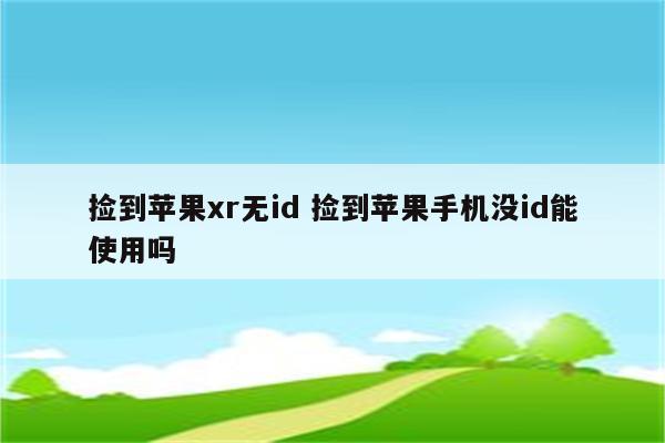 捡到苹果xr无id 捡到苹果手机没id能使用吗