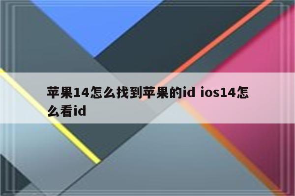 苹果14怎么找到苹果的id ios14怎么看id