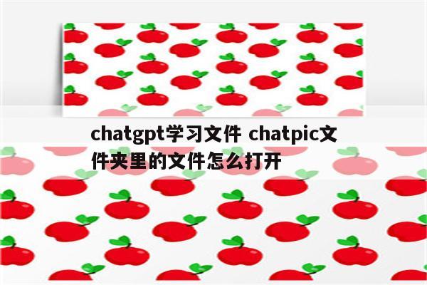 chatgpt学习文件 chatpic文件夹里的文件怎么打开