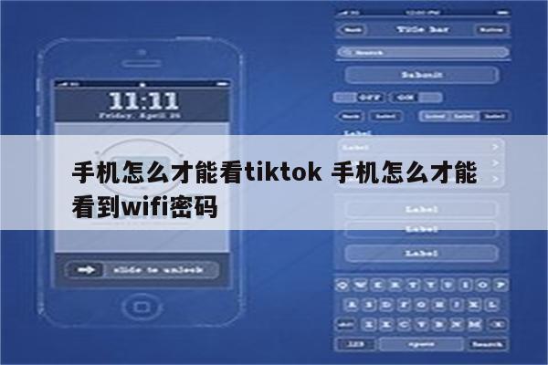 手机怎么才能看tiktok 手机怎么才能看到wifi密码