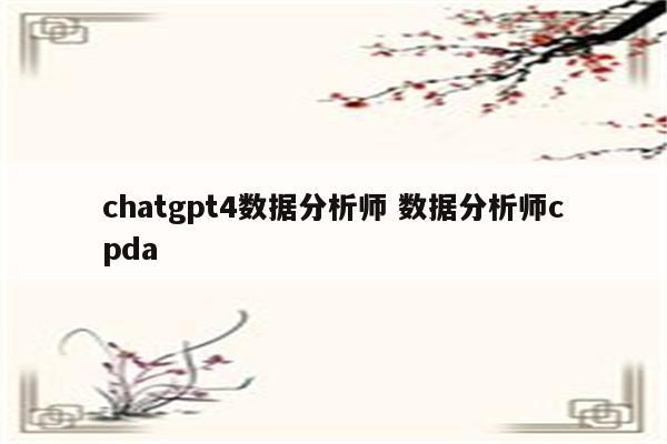 chatgpt4数据分析师 数据分析师cpda