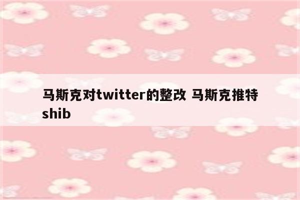 马斯克对twitter的整改 马斯克推特shib