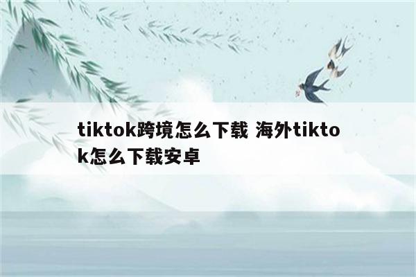 tiktok跨境怎么下载 海外tiktok怎么下载安卓