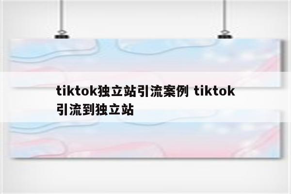 tiktok独立站引流案例 tiktok引流到独立站