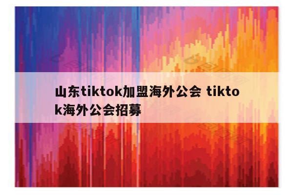 山东tiktok加盟海外公会 tiktok海外公会招募