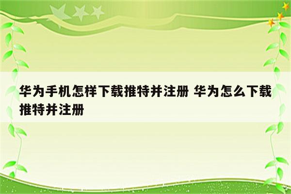 华为手机怎样下载推特并注册 华为怎么下载推特并注册