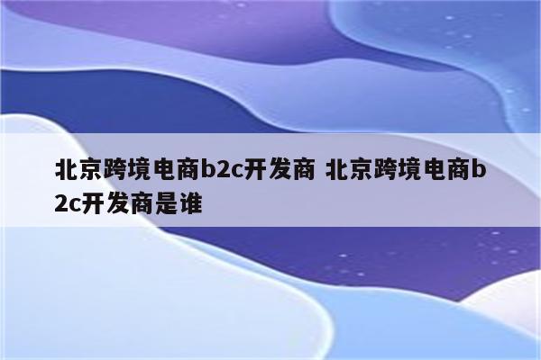 北京跨境电商b2c开发商 北京跨境电商b2c开发商是谁