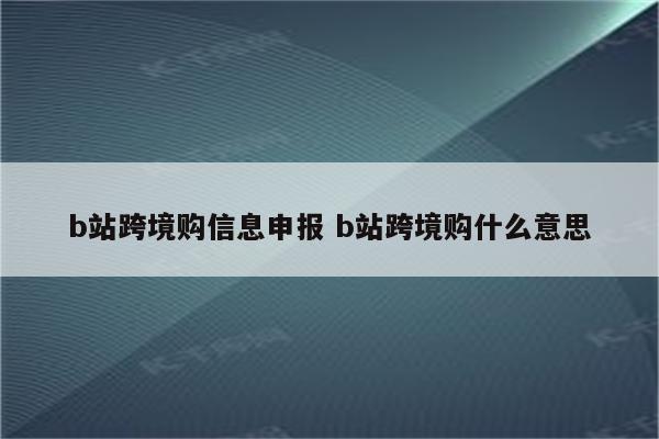 b站跨境购信息申报 b站跨境购什么意思