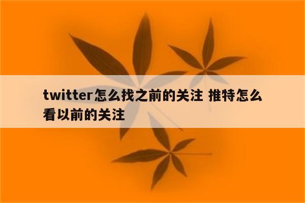 twitter怎么找之前的关注 推特怎么看以前的关注