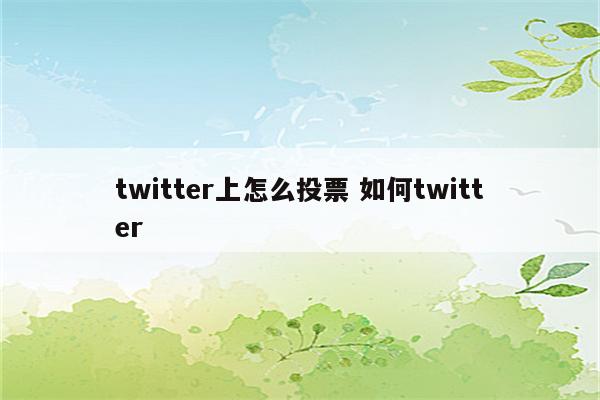 twitter上怎么投票 如何twitter