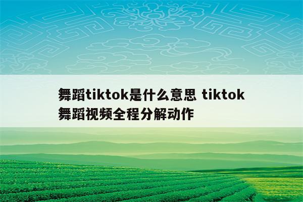 舞蹈tiktok是什么意思 tiktok舞蹈视频全程分解动作