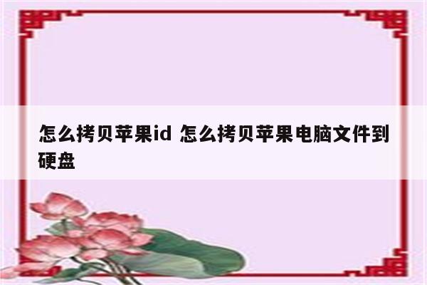 怎么拷贝苹果id 怎么拷贝苹果电脑文件到硬盘