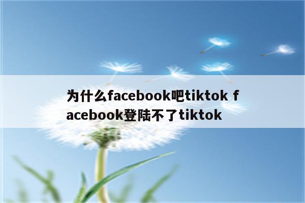 为什么facebook吧tiktok facebook登陆不了tiktok