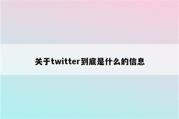 关于twitter到底是什么的信息