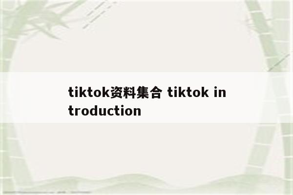 tiktok资料集合 tiktok introduction