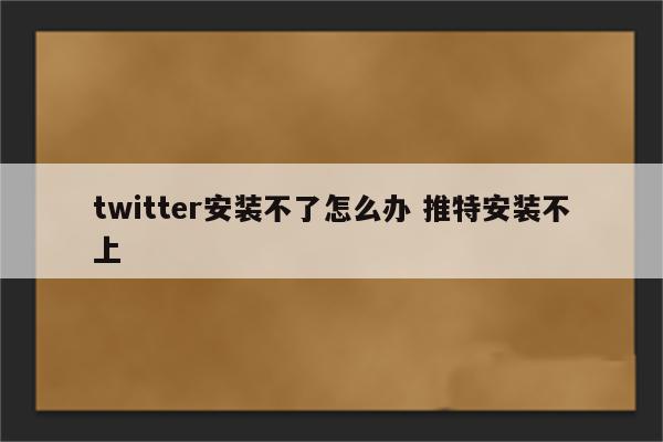 twitter安装不了怎么办 推特安装不上