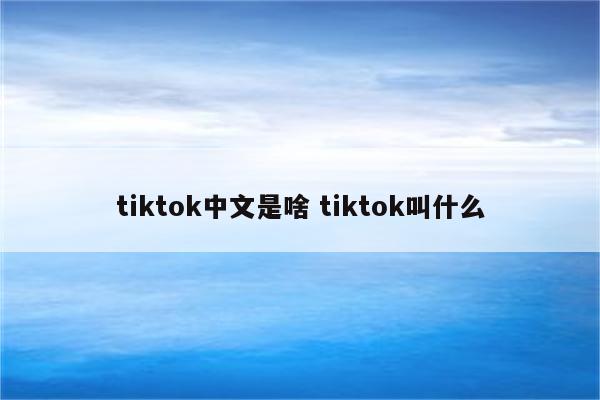 tiktok中文是啥 tiktok叫什么