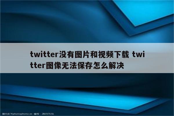 twitter没有图片和视频下载 twitter图像无法保存怎么解决