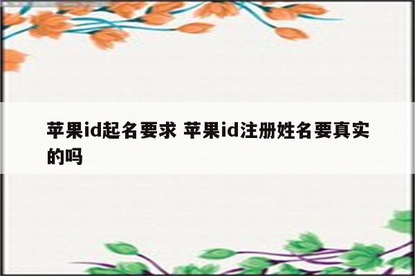 苹果id起名要求 苹果id注册姓名要真实的吗