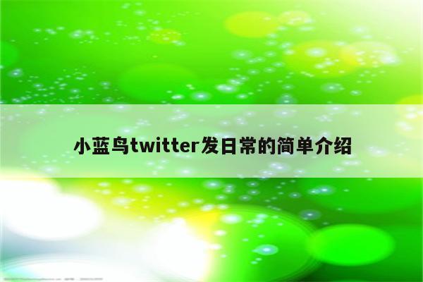 小蓝鸟twitter发日常的简单介绍