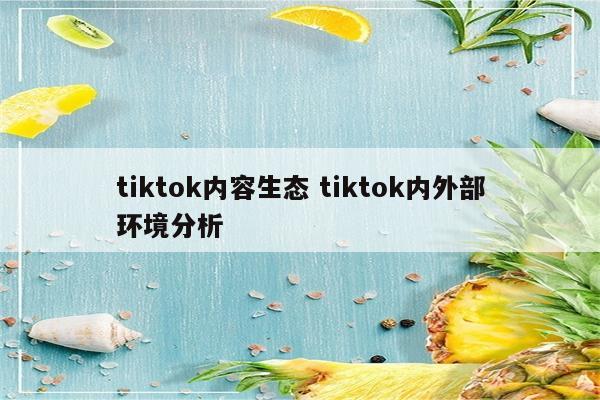 tiktok内容生态 tiktok内外部环境分析