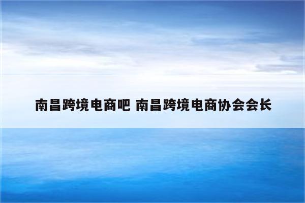 南昌跨境电商吧 南昌跨境电商协会会长