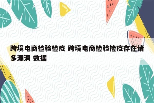 跨境电商检验检疫 跨境电商检验检疫存在诸多漏洞 数据