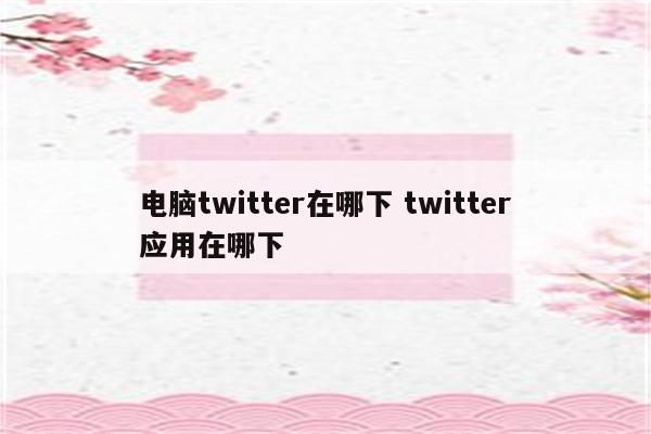 电脑twitter在哪下 twitter应用在哪下