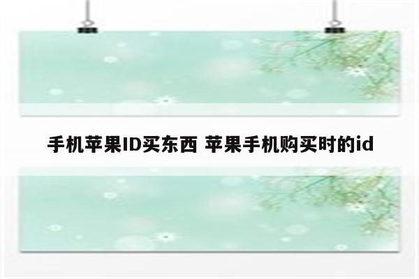 手机苹果ID买东西 苹果手机购买时的id