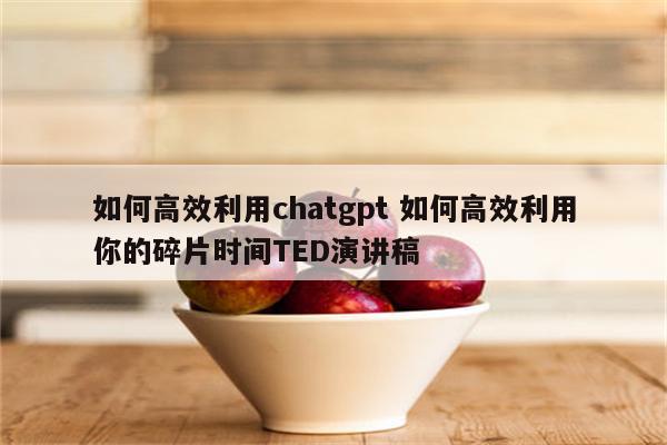 如何高效利用chatgpt 如何高效利用你的碎片时间TED演讲稿