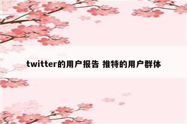 twitter的用户报告 推特的用户群体