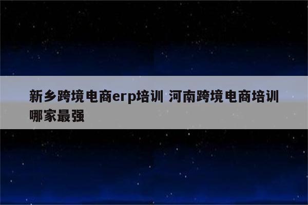 新乡跨境电商erp培训 河南跨境电商培训哪家最强