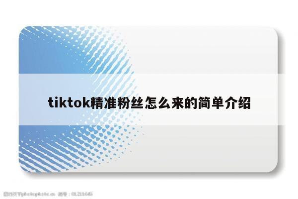 tiktok精准粉丝怎么来的简单介绍