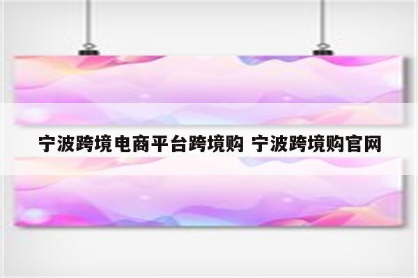 宁波跨境电商平台跨境购 宁波跨境购官网