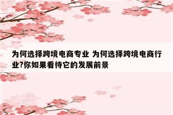 为何选择跨境电商专业 为何选择跨境电商行业?你如果看待它的发展前景