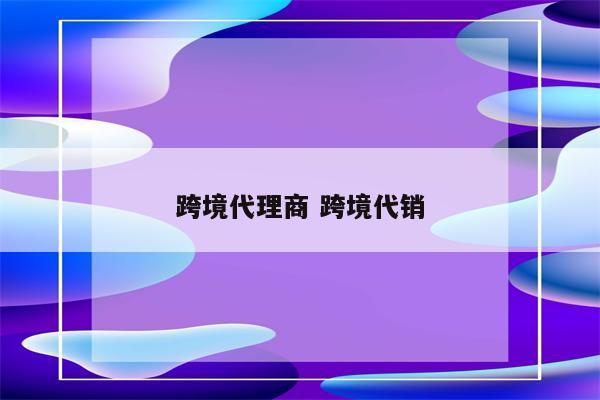 跨境代理商 跨境代销