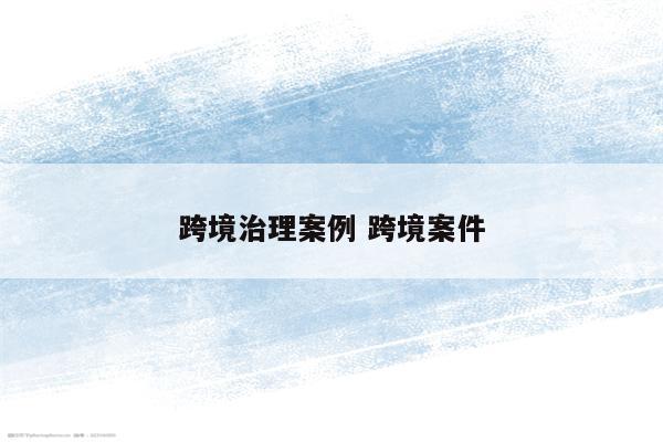 跨境治理案例 跨境案件