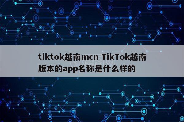 tiktok越南mcn TikTok越南版本的app名称是什么样的