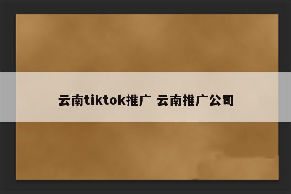 云南tiktok推广 云南推广公司