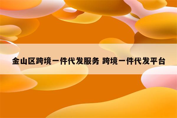 金山区跨境一件代发服务 跨境一件代发平台