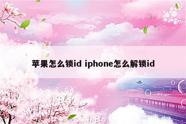 苹果怎么锁id iphone怎么解锁id