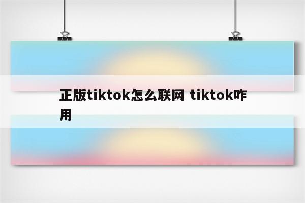 正版tiktok怎么联网 tiktok咋用